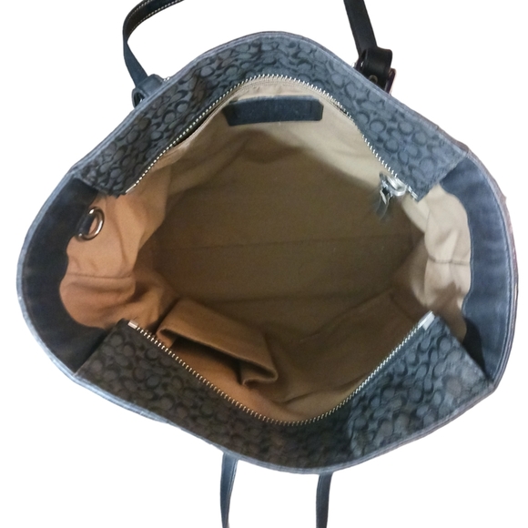 Coach Signature Jaquard Tote Black Shoulder Bag - Picture 7 of 11